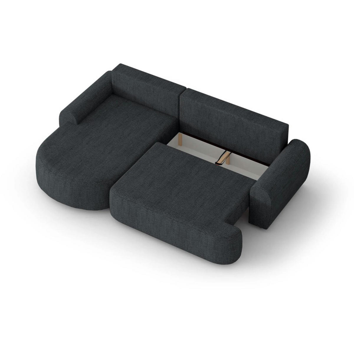 ECKSCHLAFSOFA Olivio L Dunkelblau - Schwarz/Dunkelblau, Kunststoff/Textil (266/170cm) - Beautysofa