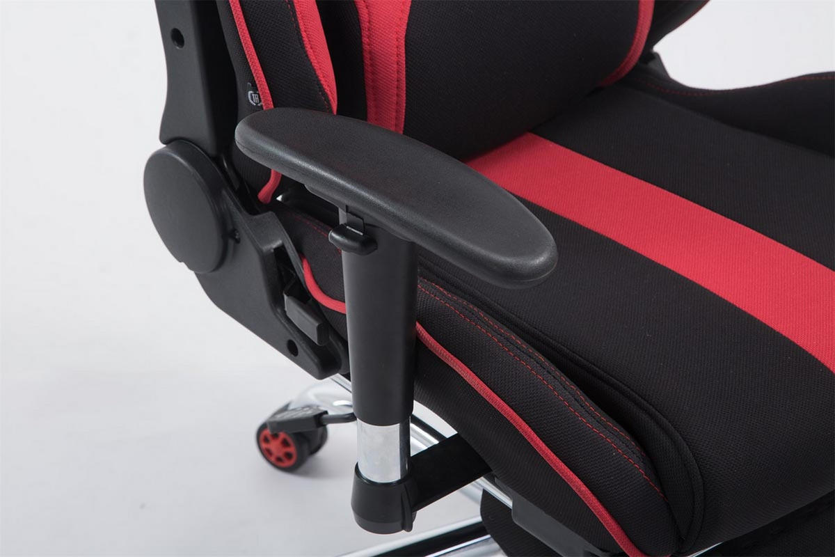 GAMINGSTUHL Limitless, Stoff mit Fußablage Schwarz/Rot - Rot, Textil/Metall (70/135/58cm) - TPFLiving