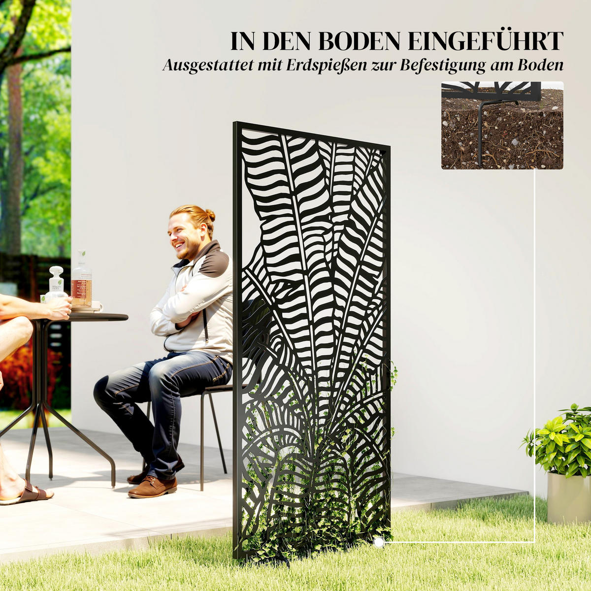 SICHTSCHUTZ aus Metall Schwarz - Schwarz, Metall (1.5/130cm) - Outsunny