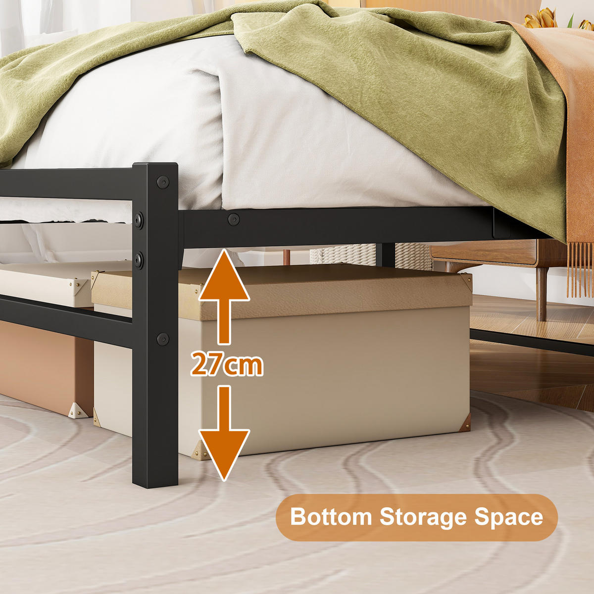 METALLBETT 90/200 cm Braun mit USB-Ladestation und LED-Bettrahmen - Braun, Metall (90/200cm) - Oxeza