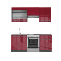 KÜCHENZEILE Fame-Line Bordeaux Hochglanz/Anthrazit 200 cm ohne AP - Bordeaux/Anthrazit, Holzwerkstoff (200/81.6/46cm) - Vicco
