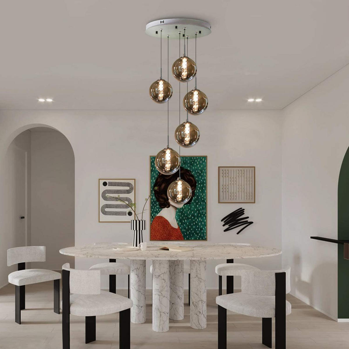 LED-HÄNGELEUCHTE Leuchtjorn 30/30/150 cm - Grau, Glas (30/30/150cm) - ZMH