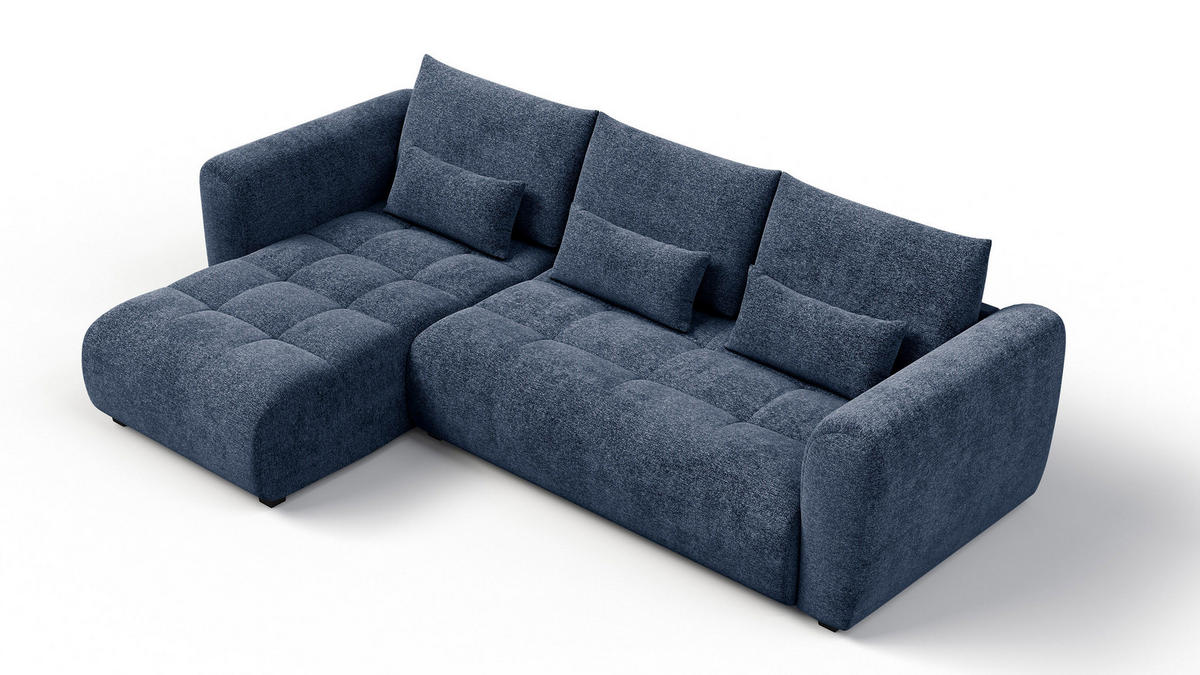 ECKSOFA SORENO 4-Sitzer, dunkelblau - Schwarz/Dunkelblau, Holz/Textil (293/171cm) - Courtois Laville