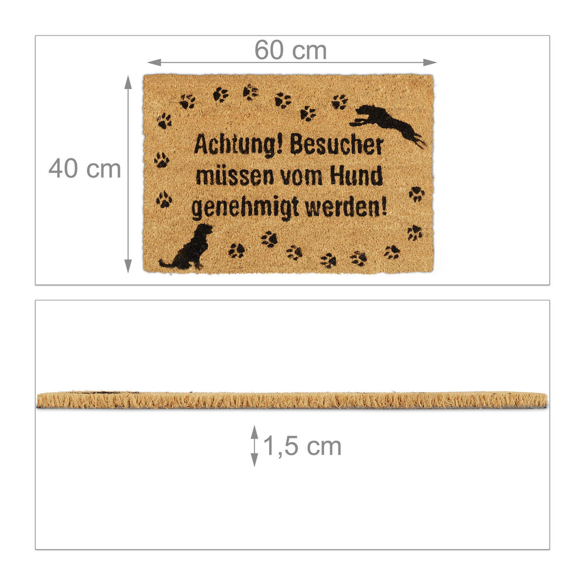 FUßMATTE - Hellbraun, Kunststoff/Textil (60/40cm) - Relaxdays