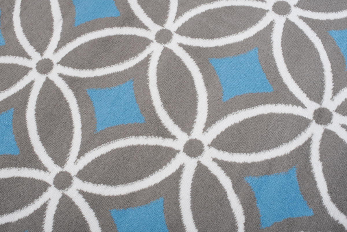 TEPPICH MAYA Blau Geometrisch Mosaik Karo 200/200 cm - Blau, Textil (200/200cm) - Tapiso