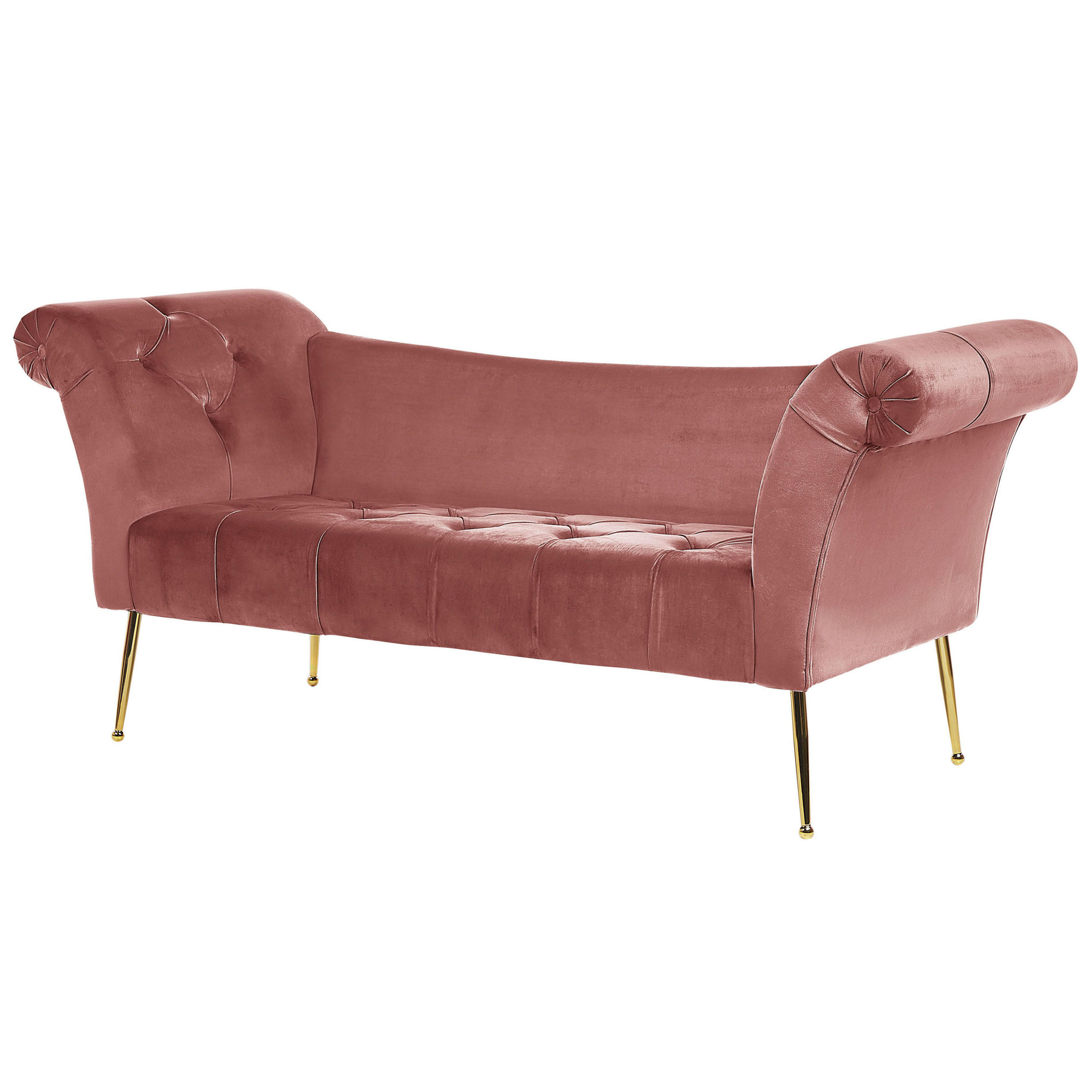 CHAISELONGUE Samtstoff rosa/gold Nantilly - Pink, Textil (175/76/70cm) - Beliani