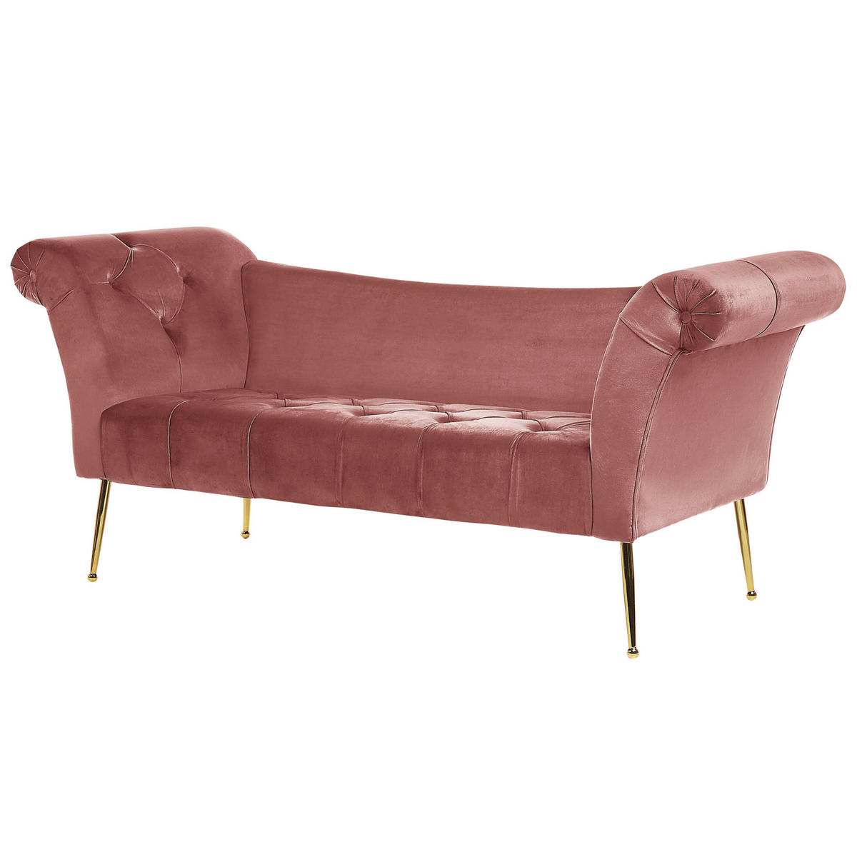 CHAISELONGUE Samtstoff rosa/gold Nantilly - Pink, Textil (175/76/70cm) - Beliani