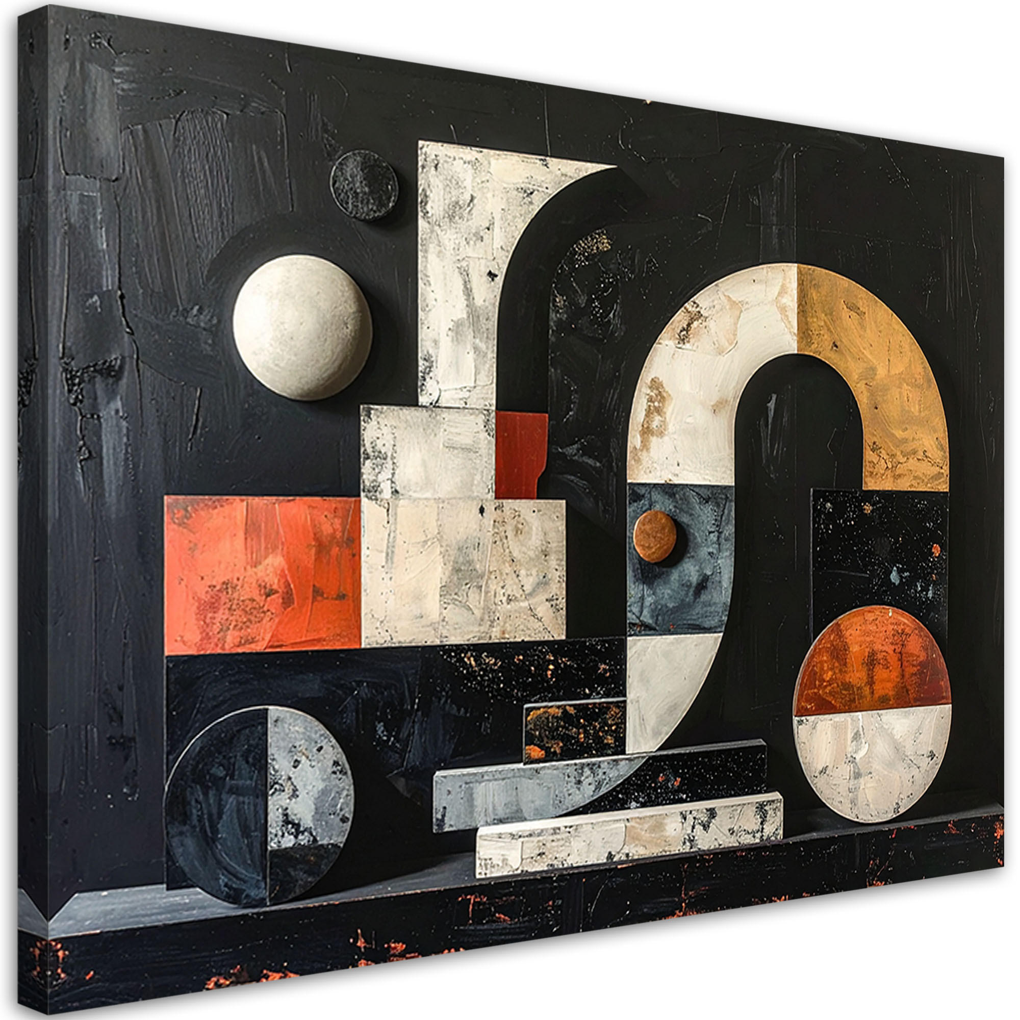 LEINWANDBILD Abstraktion 45x30cm - Schwarz, Textil (45/30cm) - Feeby