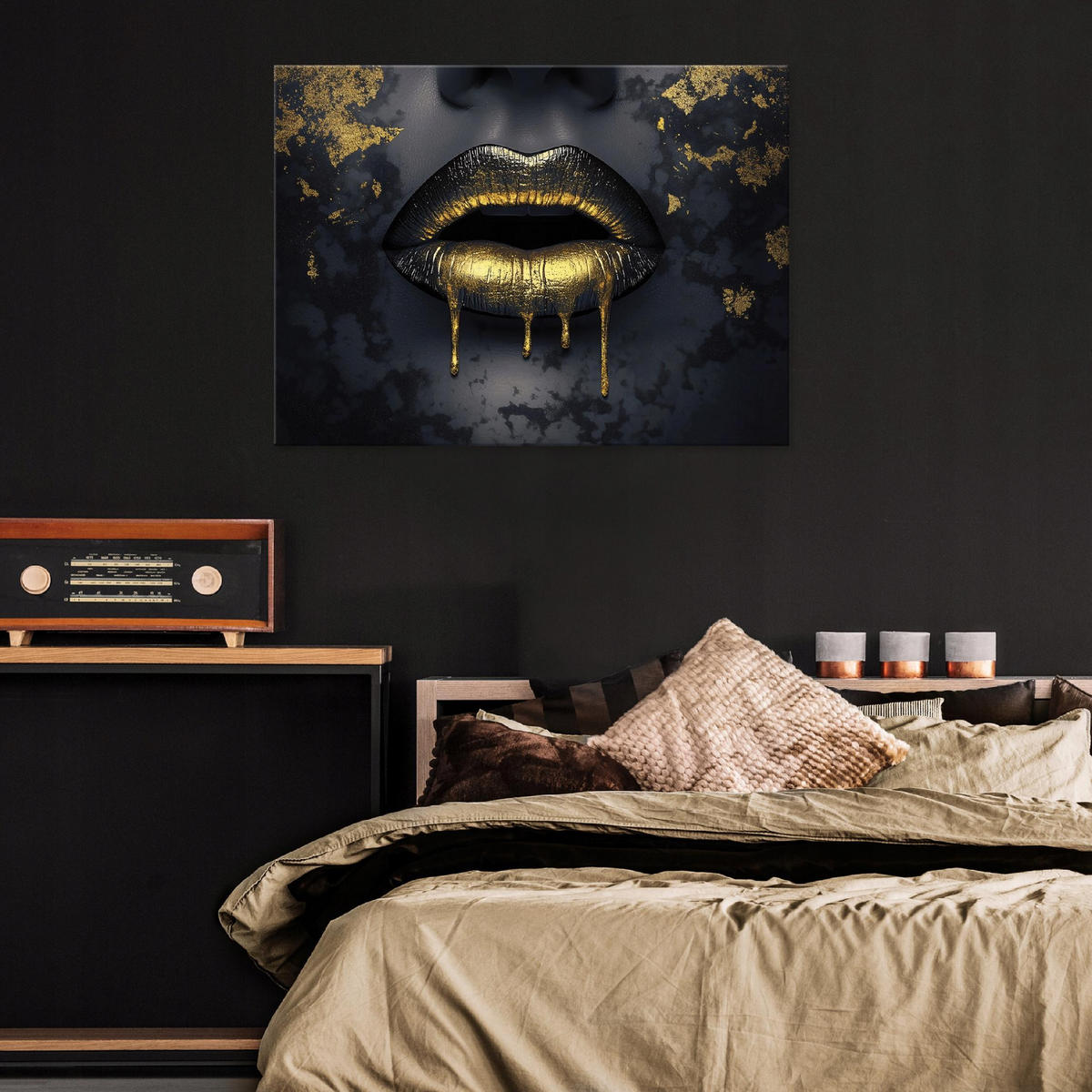 LEINWANDBILD Abstrakt Frau Gold Schwarz Modern 60x40 - Multicolor, Holzwerkstoff (60/40cm) - Wallarena
