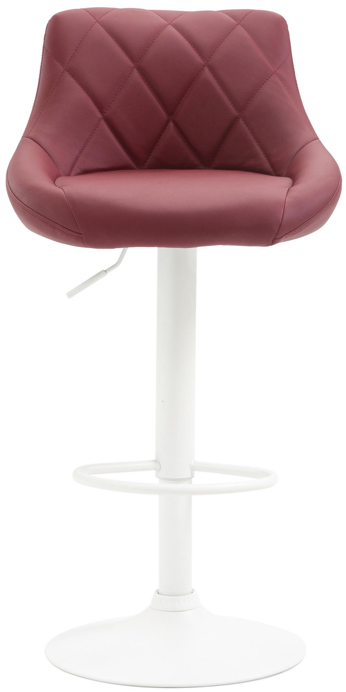 BARHOCKER Lederlook bordeauxrot - Bordeaux/Weiß, Textil/Metall (46/83/49cm) - CLP