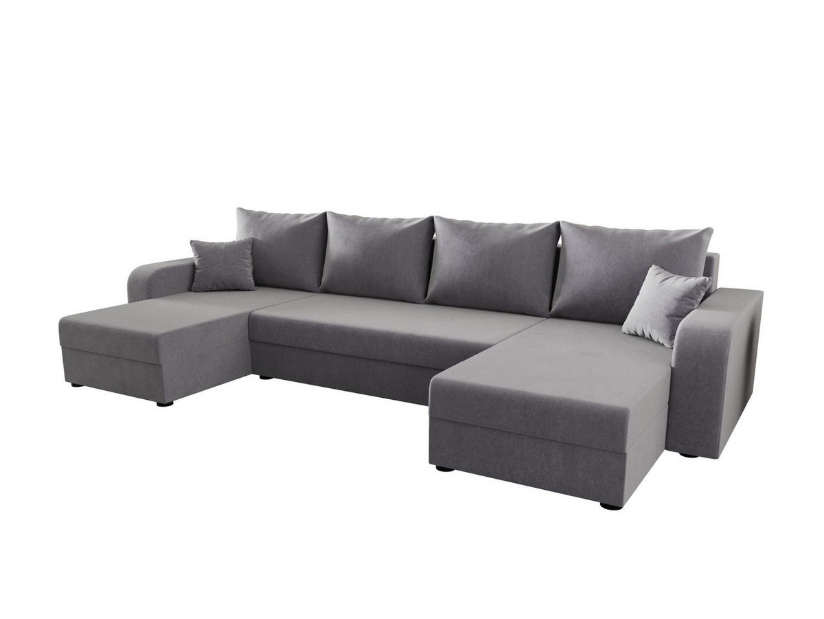 WOHNLANDSCHAFT HEWLET U BIS Itaka 50 mit Schlaffunktion - Grau, Textil (305/90/140cm) - Bedante