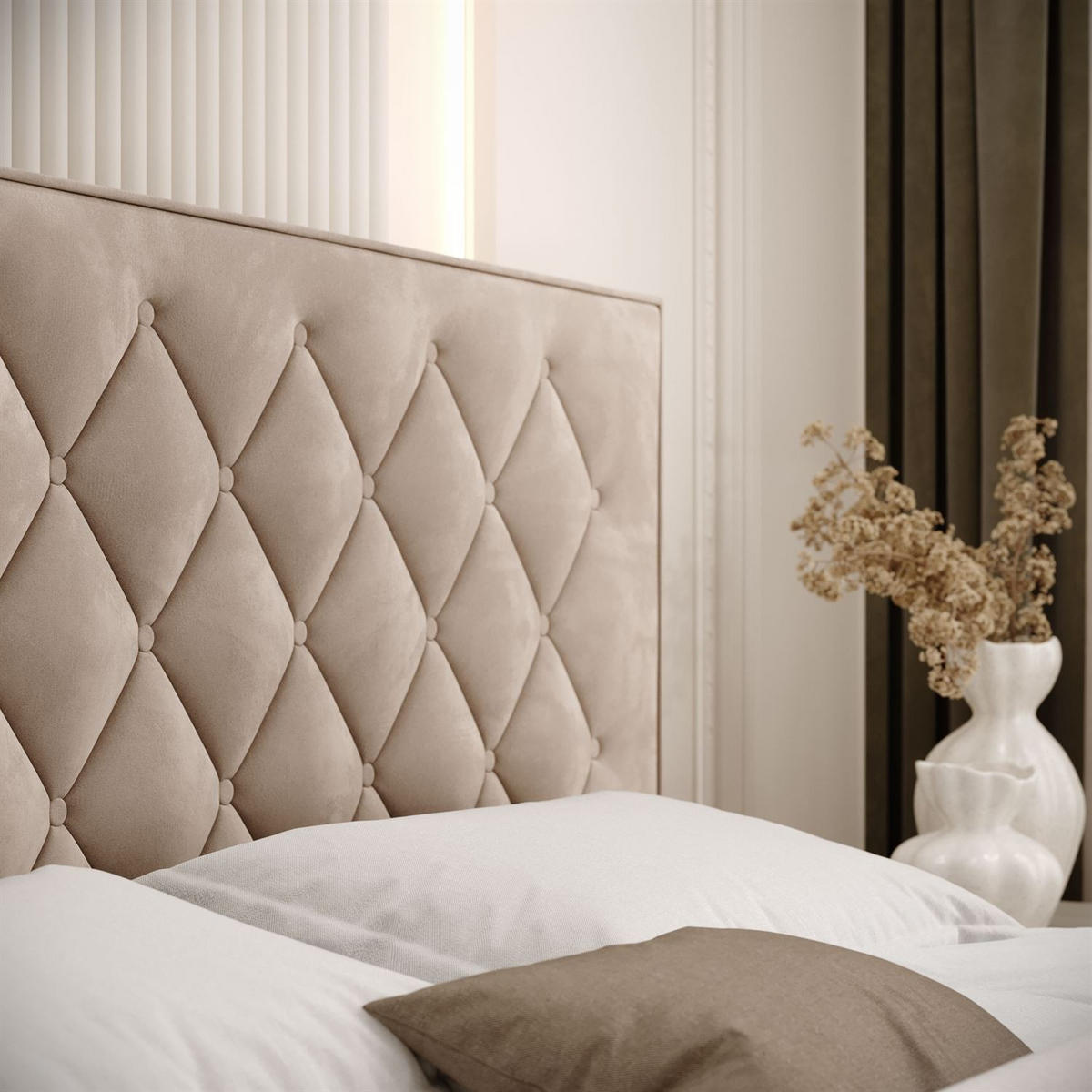 POLSTERBETT INEZ mit Bettkasten 140x200 cm Royal Velvet 170 - Beige, Textil - Lookway