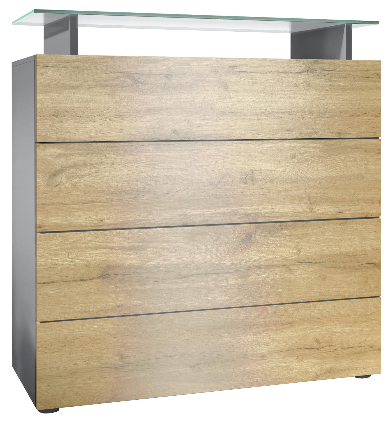 KOMMODE Pavos Eiche Evoke - Eichefarben, Holzwerkstoff (76/80/33cm) - Vladon