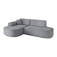 ECKSOFA Ottomane Links MARI-L1-v3 - 243x171x83 cm Grau Velours - Schwarz/Grau, Holzwerkstoff/Kunststoff (243/171cm) - ALTDECOR
