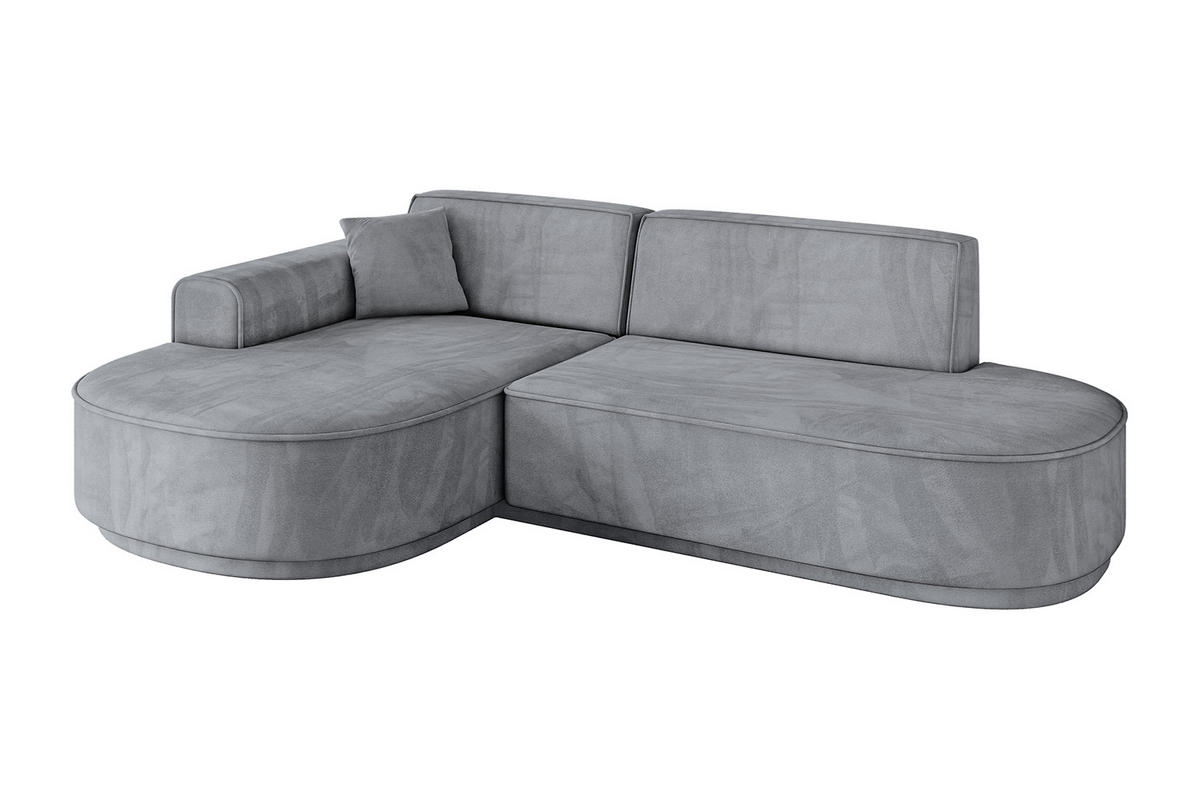 ECKSOFA Ottomane Links MARI-L1-v3 - 243x171x83 cm Grau Velours - Schwarz/Grau, Holzwerkstoff/Kunststoff (243/171cm) - ALTDECOR