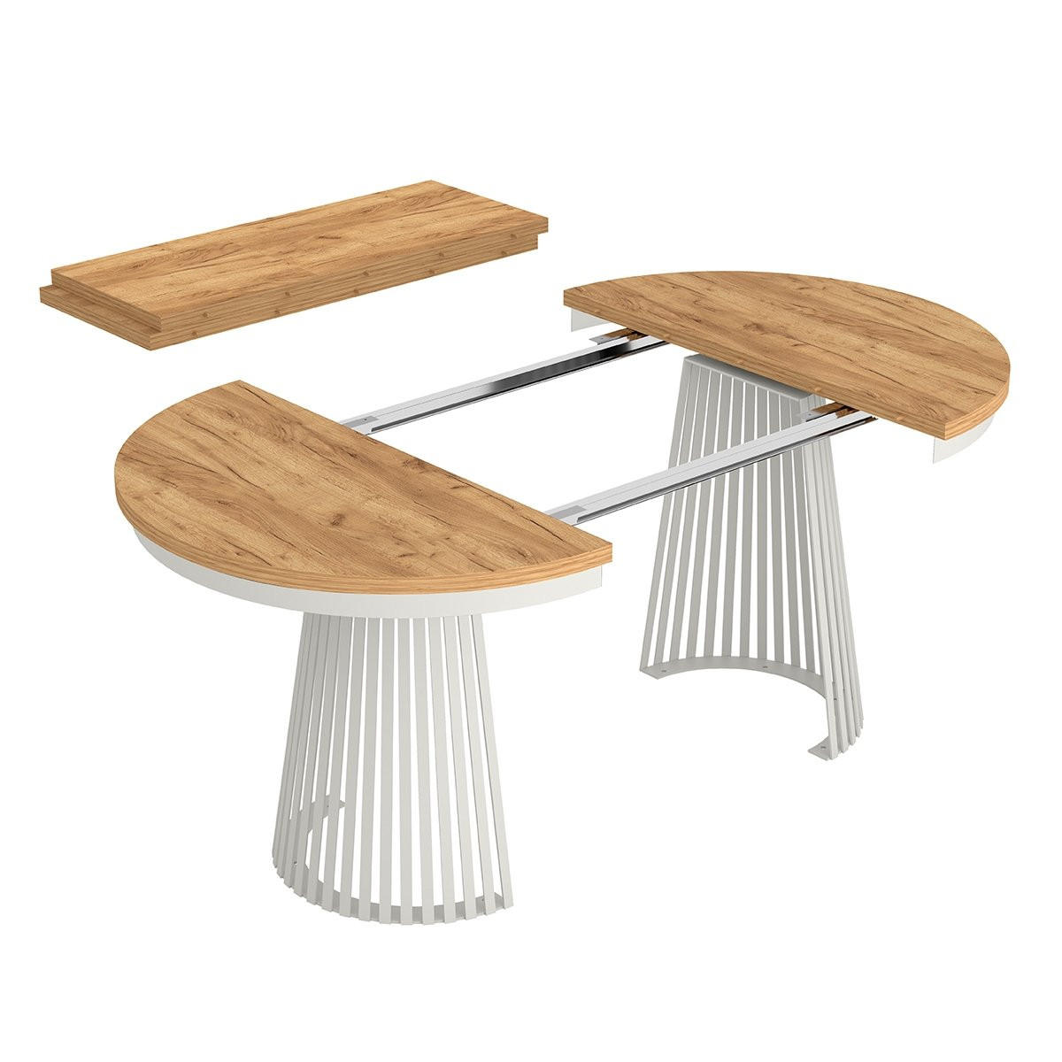 ESSTISCH TRAVIS Ausziehbar 100 - 180 / 100 x 76,6 cm - Weiß/Naturfarben, Holz (100/100/76.6cm) - MASSENO