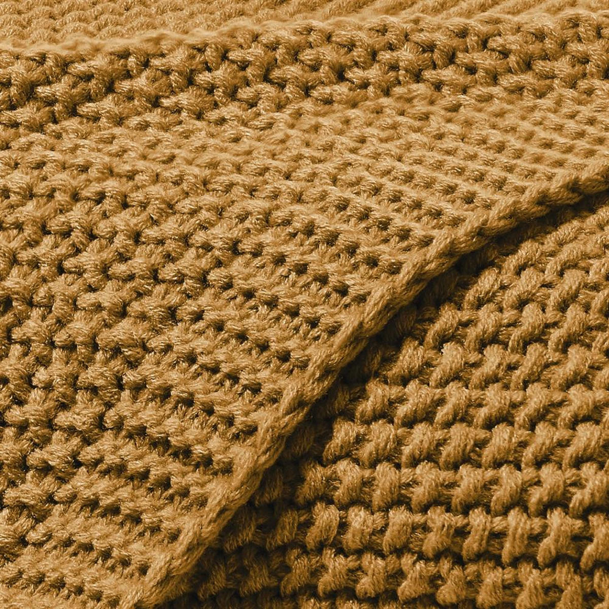 STRICKDECKE 130x170 cm, Kuscheldecke aus 100% Polyacryl, Flauschige Wohnzimmer Wohndecke für Sofa, Bett, Couch uvm. - Gold - Goldfarben, Textil (130/170cm) - Carpe Sonno