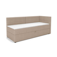 BOXBETT MILA 100/200 in Cord/Velours Beige H4 rechts - Beige, Holz/Holzwerkstoff (100/200cm) - Deine Möbel 24