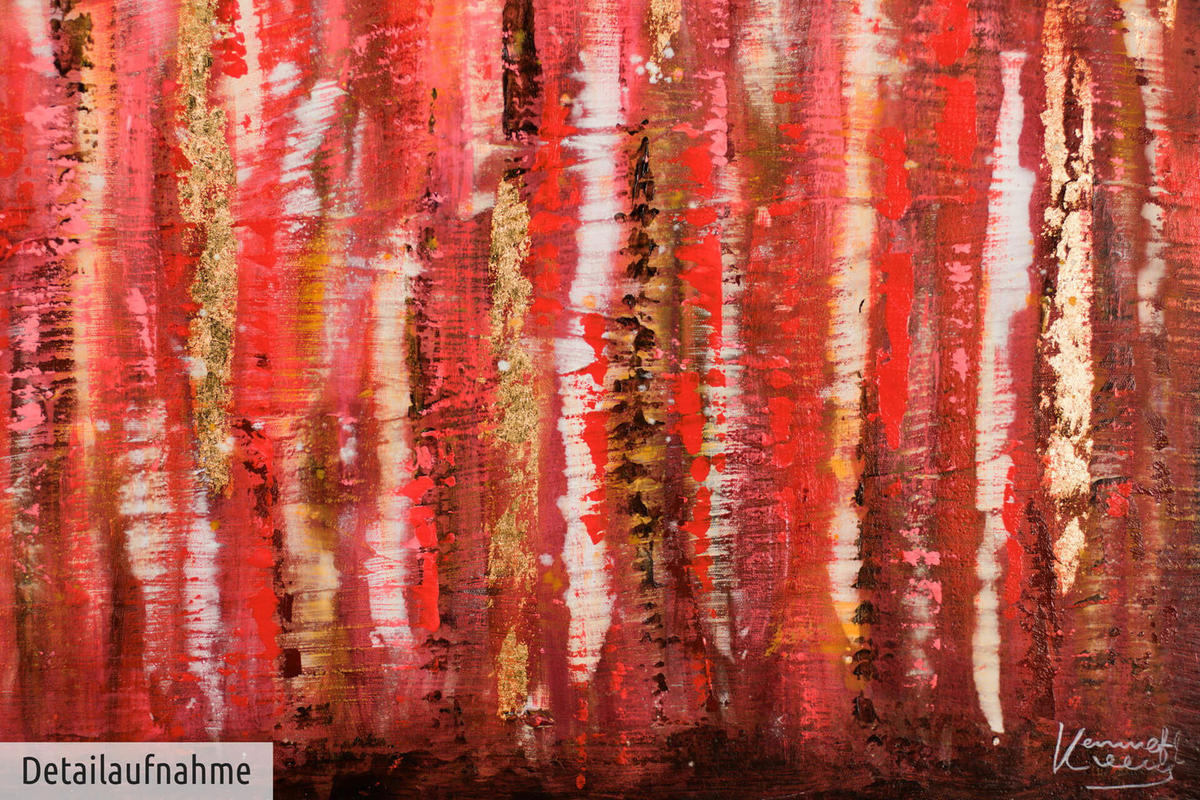 ACRYLBILD HANDGEMALT 120/80 cm - Beige/Rot, Holz/Textil (2.02/80cm) - KUNSTLOFT