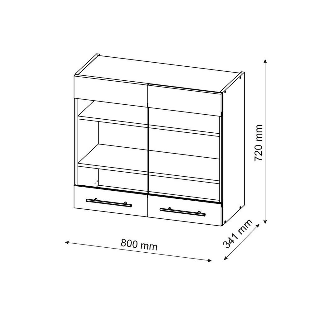 Thumbnail - Vicco Küchenglasschrank, Grün, Anthrazit, Holzwerkstoff, 3 Fächer, Rechteckig, 80x72x34.1 cm, Küchen, Küchenmöbel, Küche...
