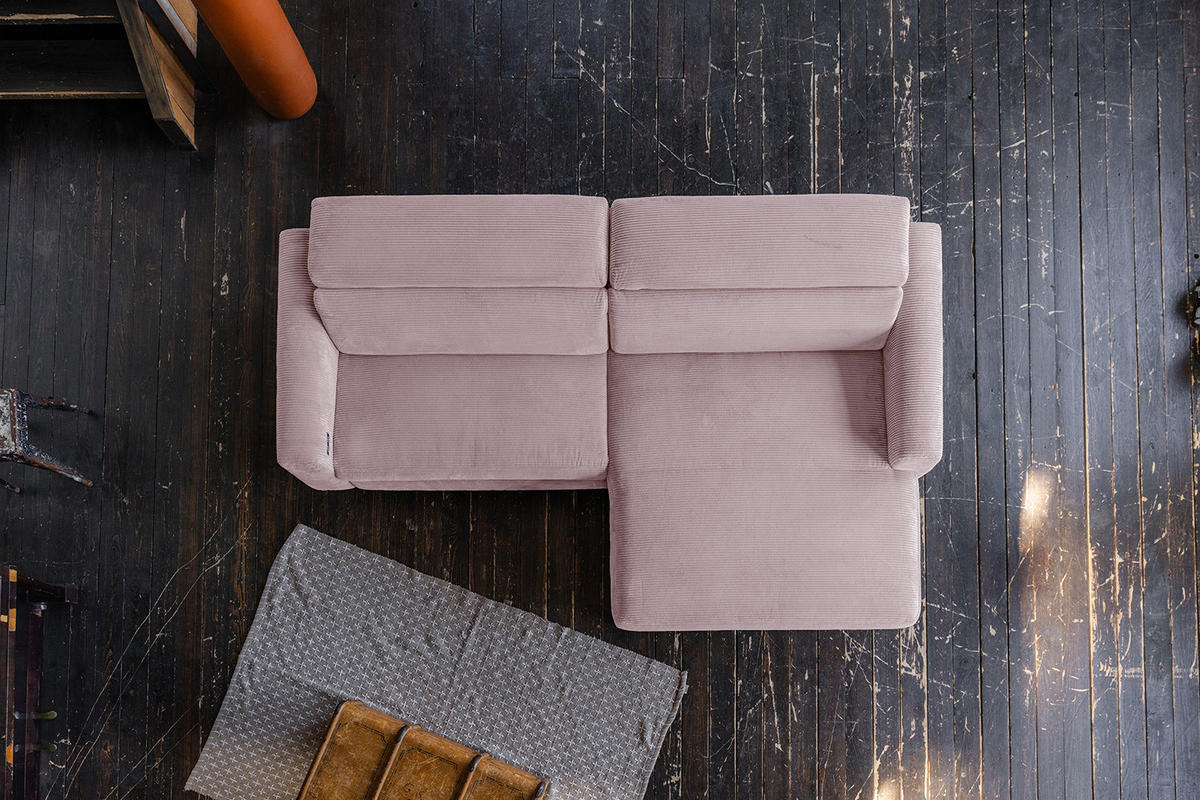 ECKSOFA LAISKA Pink Cord - Pink/Schwarz, Textil/Metall (282/177cm) - KAWOLA