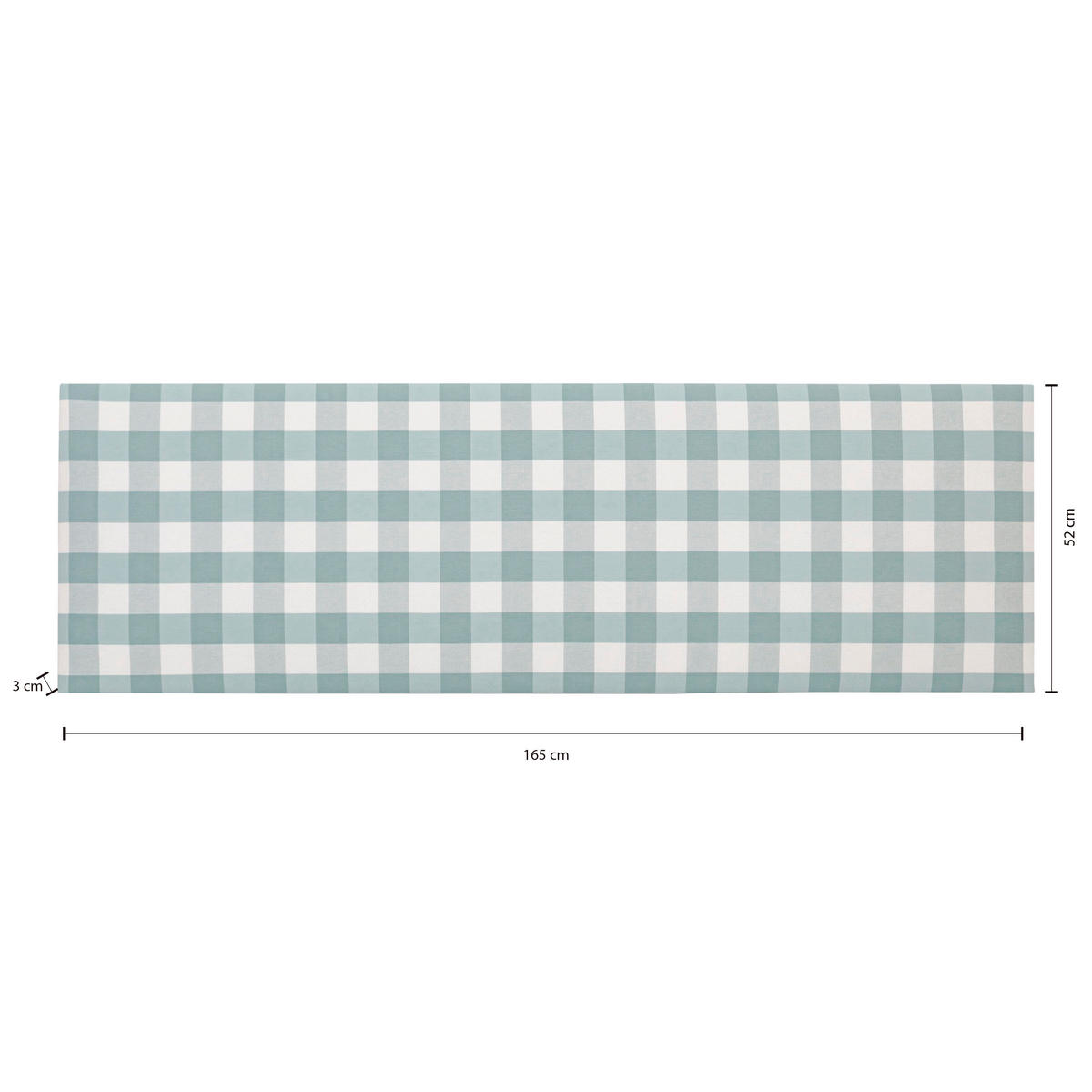 KOPFTEIL Gepolstertes Vichy-Stoff Turkis 165/52/3 cm LAREDO - Türkis, Textil (165/52/3cm) - RNT By Really Nice Things