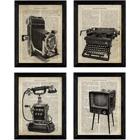 POSTER Set Mit 4 Vintage Erfindungen Größe A4 Rahmenlos - Klar, Papier (21/1/29.7cm) - Nacnic