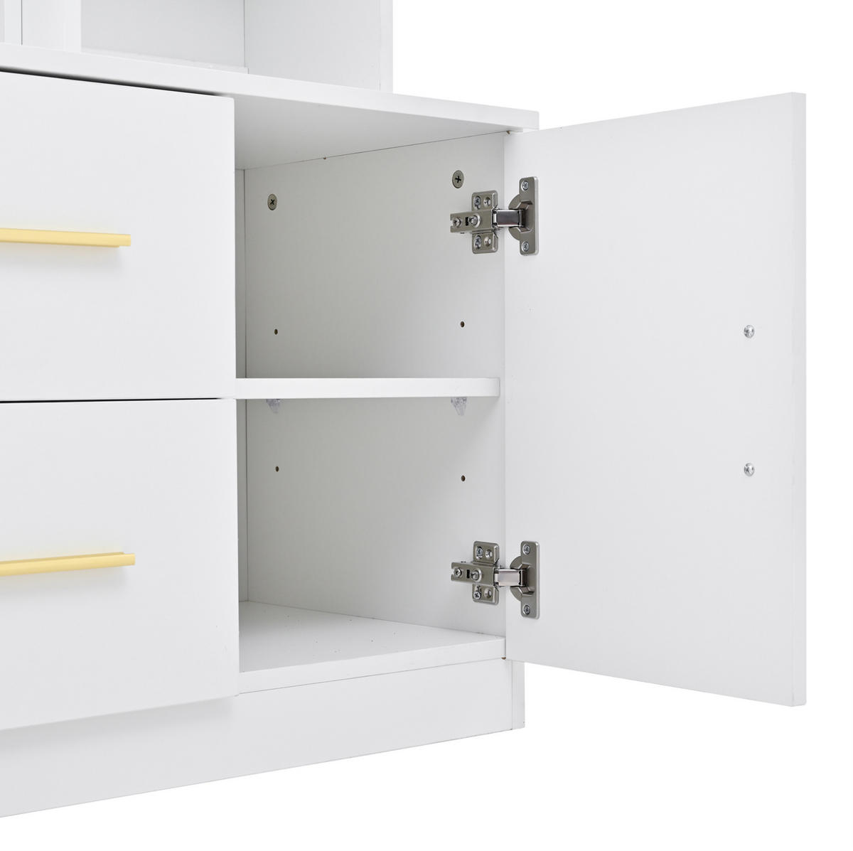 SCHUHSCHRANK aus MDF 90x40x180cm in Weiß mit Spiegel & Soft-Close - Weiß, Holzwerkstoff (90/180/40cm) - Modfu