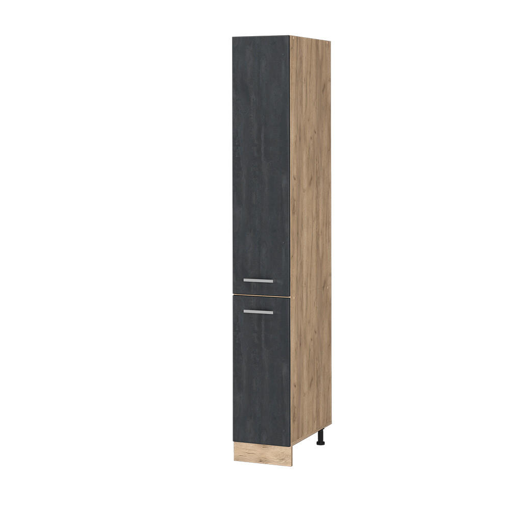 APOTHEKERSCHRANK R-Line Schwarz Beton 30 cm - Eiche Wotan/Schwarz, Holzwerkstoff (30/206.8/57.2cm) - Vicco