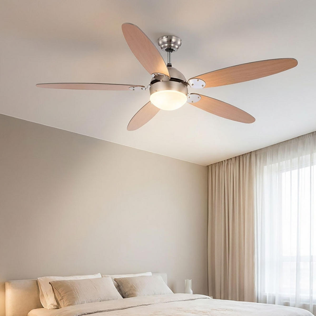 DECKENVENTILATOR AZURA Holzoptik Braun - Braun, Glas (132/132/40.6cm) - Globo Lighting