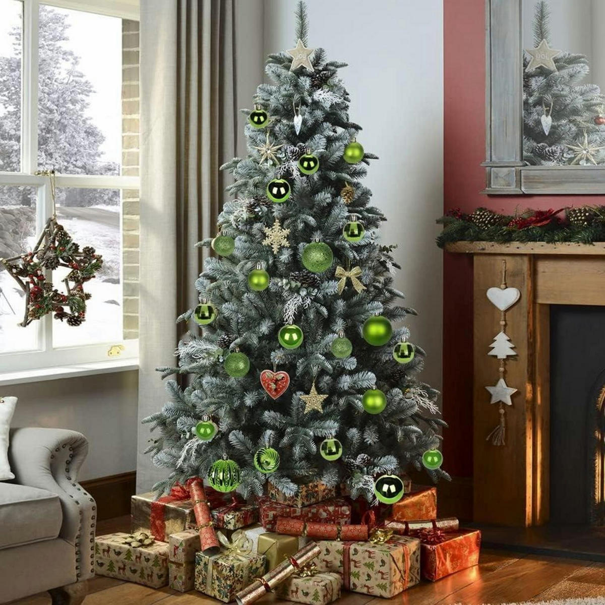 WEIHNACHTSKUGELN 12-teiliges Set 8 cm Grün Bruchsicher Kunststoff - Grün, Kunststoff (8/8/8cm)