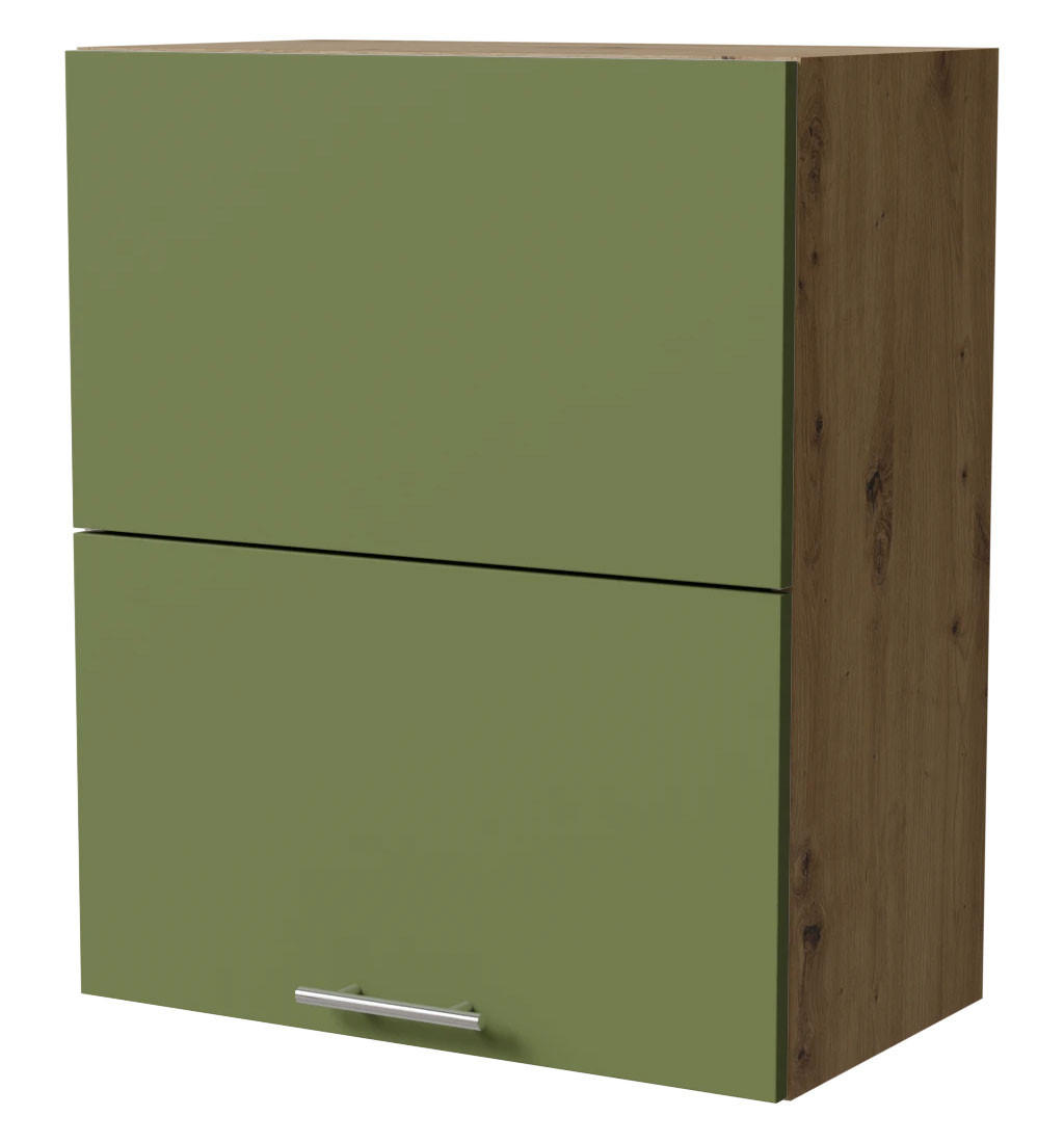 KLAPPHÄNGESCHRANK Brerra W8B/60-AV Eiche Artisan / RAL 6025 farngrün Matt 60 / 32,5 / 72cm - Eiche Artisan/Grün, Holz/Holzwerkstoff (60/72/32.5cm) - Feldmann-Wohnen