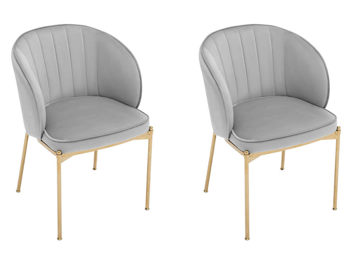 STUHL-SET Muz DC-1259/GL - Goldfarben/Grau, Textil/Metall (57/82/58cm) - MIRJAN24