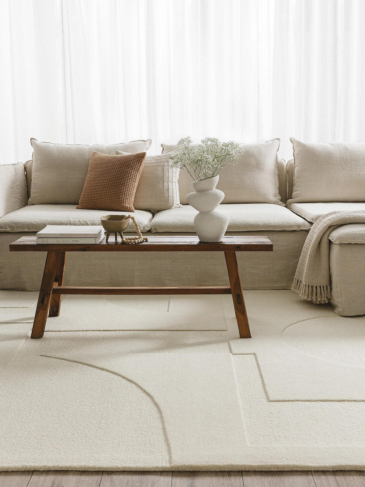 WOLLTEPPICH Logan Cream 200x300 cm - Creme, Textil (200/300cm) - benuta Pure