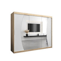SCHWEBETÜRENSCHRANK 200/250/62 2-türig - Silberfarben/Weiß, Holz/Kunststoff (250/200/62cm) - Abiks Möbel