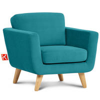 SESSEL TAGIO Massivholz-Beine, blau - Türkis/Braun, Buchenholz/Textil (86/80/88cm) - KONSIMO®