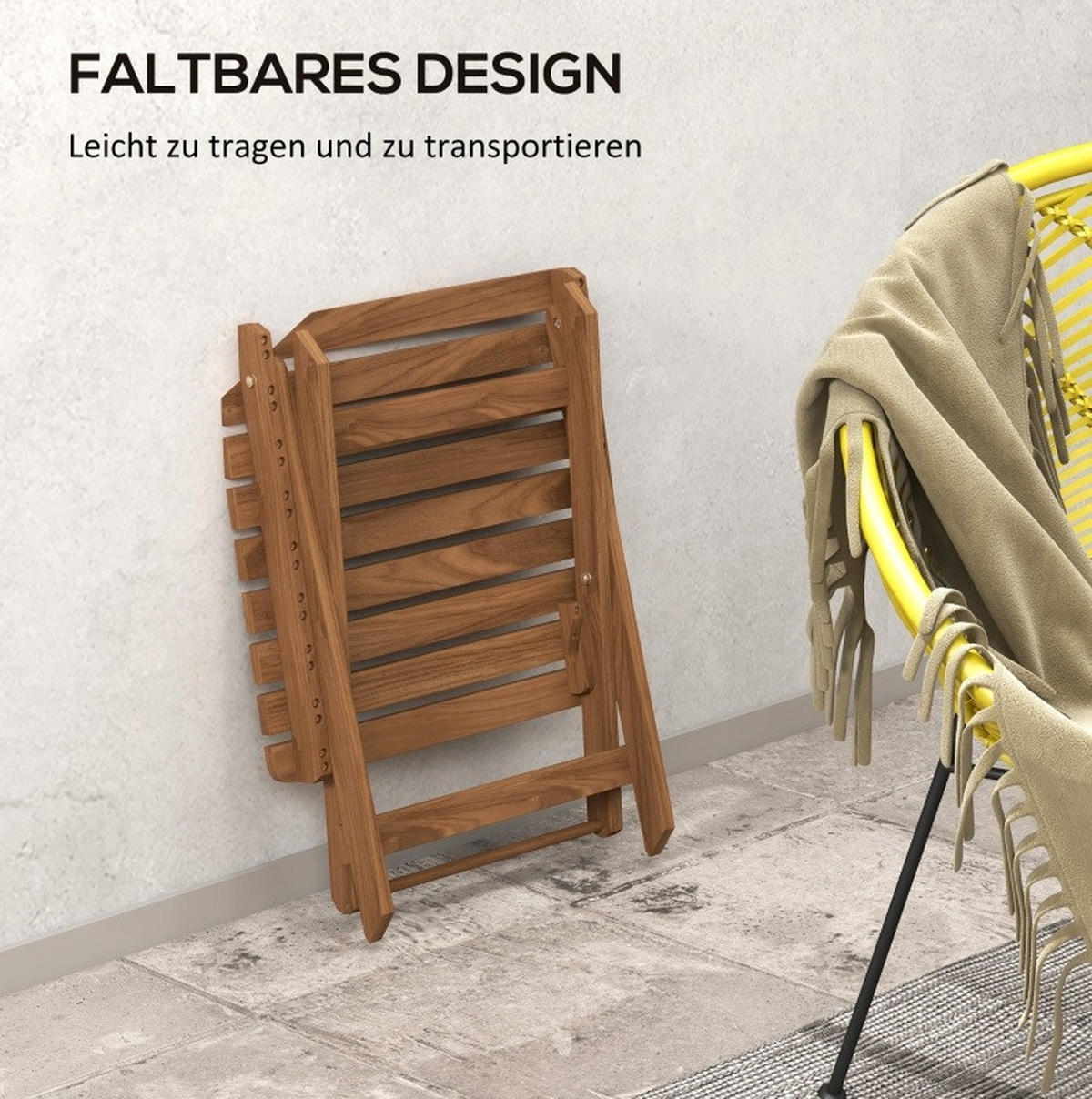 GARTENSET aus Akazienholz 45x45x45 cm Teak klappbar, 2 Outdoor-Beistelltische für Terrasse und Camping - Teakfarben, Holzwerkstoff - Modfu