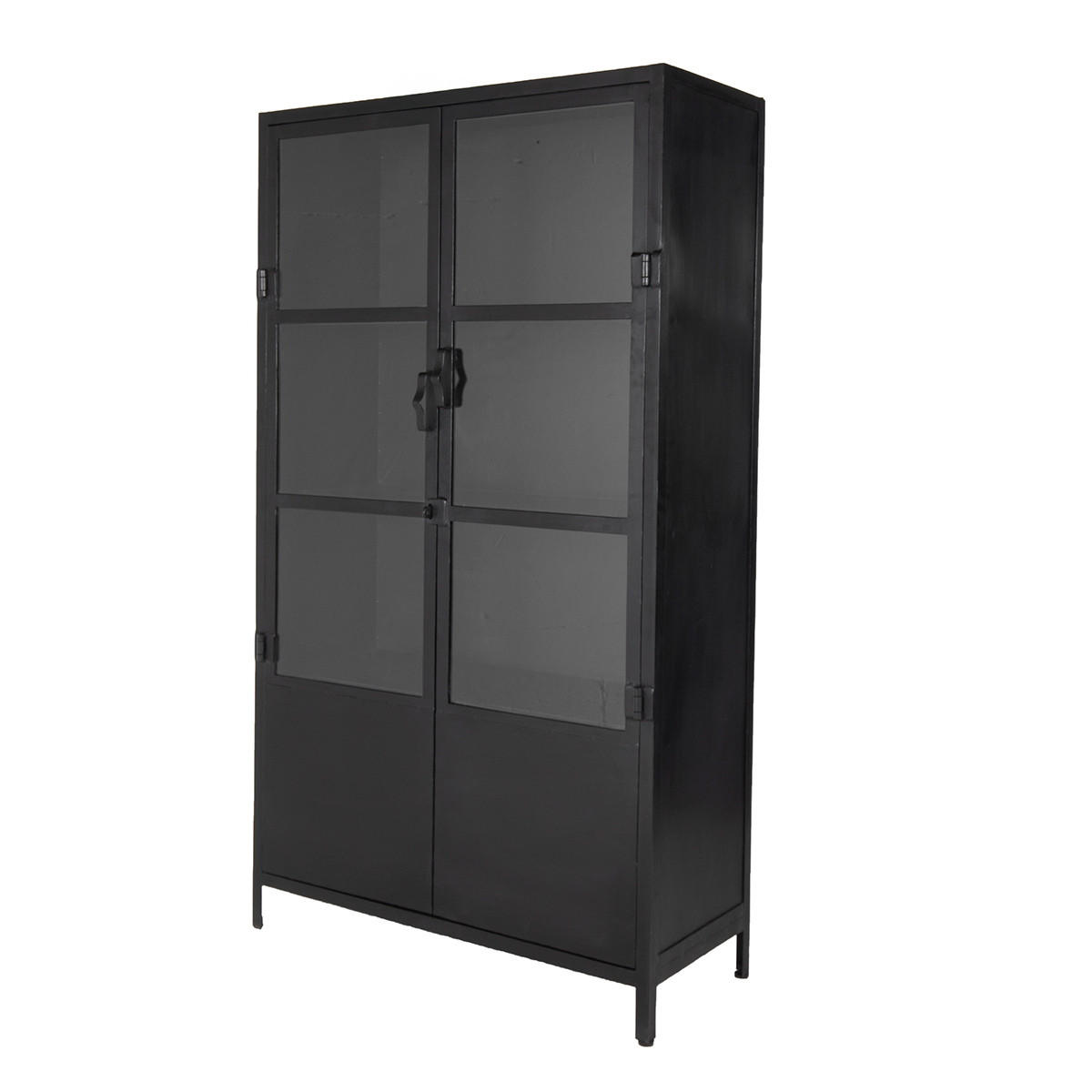 VITRINE aus Metall 100x43x180cm, schwarz - Schwarz, Metall (100/180/43cm) - Giga Meubel