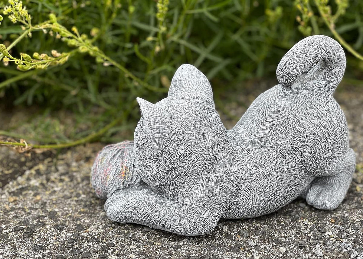 STEINFIGUR Katze Sabrina Steinguss frostfest wetterfest - Grau, Stein (19/12/12cm) - stoneandstyle