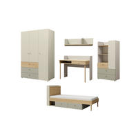 JUGENDZIMMER-SET YOGI A 5-teilig in Graubeige / Geölte Eiche / Eukalyptus - Greige/Eichefarben, Holzwerkstoff (417/185/217cm) - Deine Möbel 24