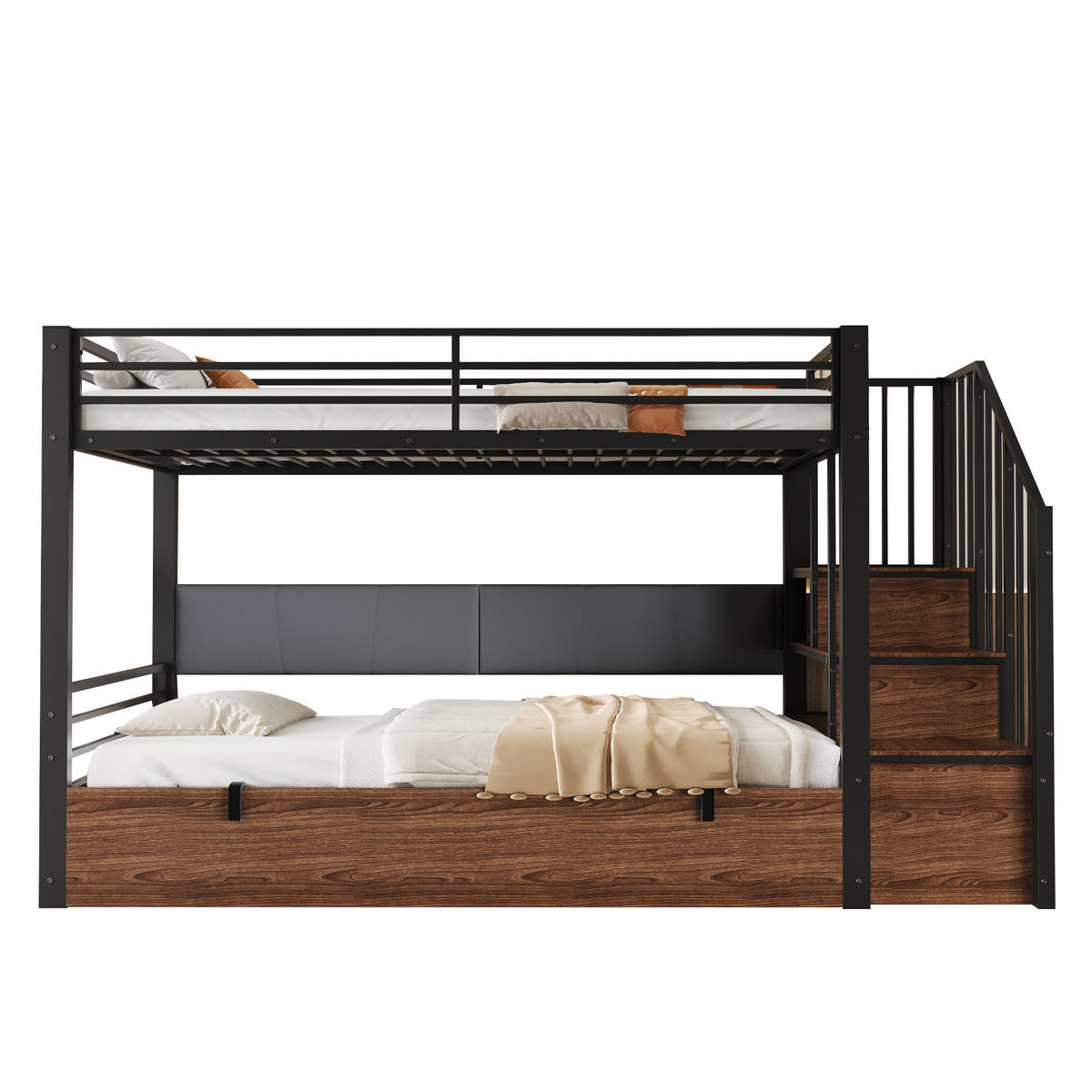 ETAGENBETT 90/200 cm Schwarz - Schwarz, Holzwerkstoff/Metall - Raumix