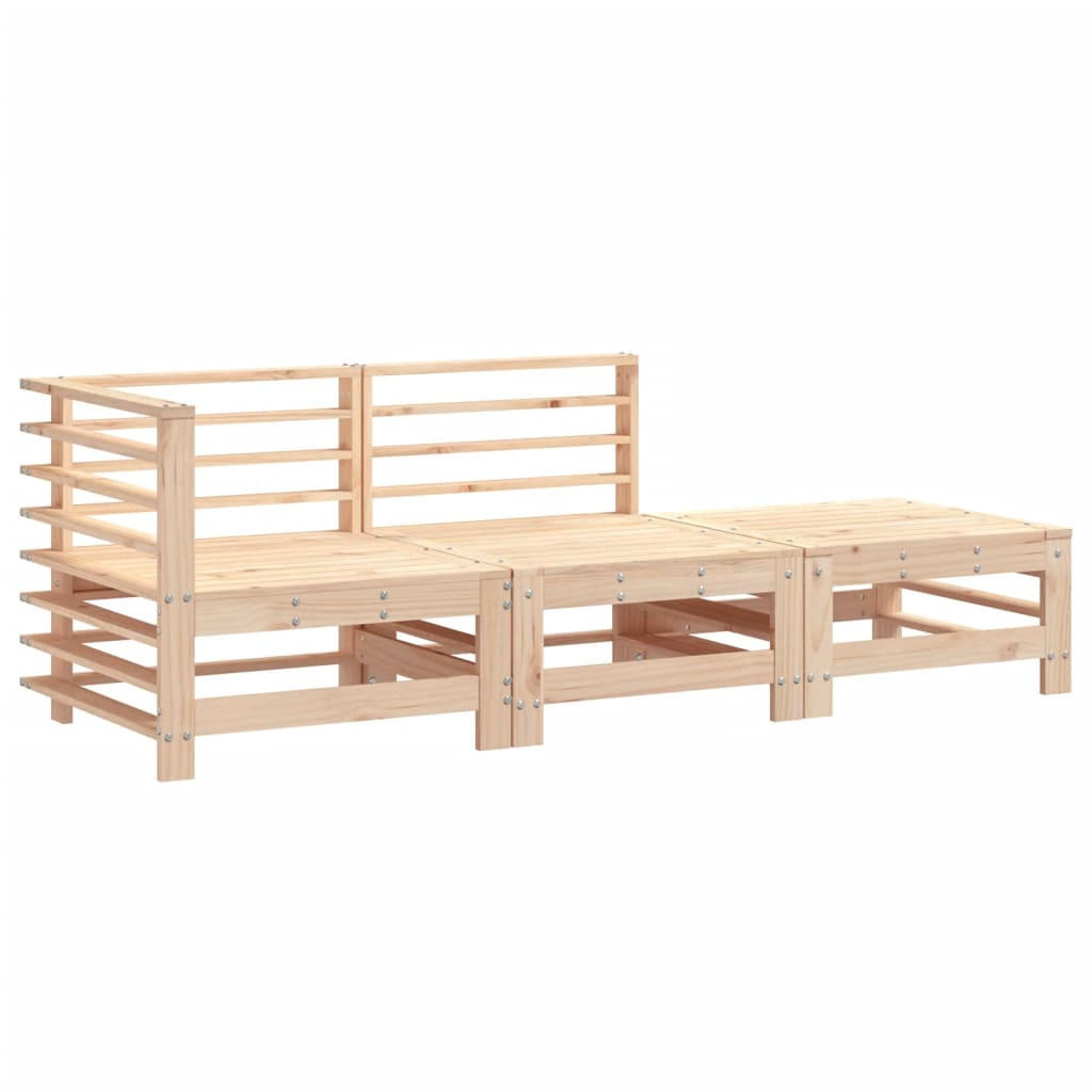 GARTEN-LOUNGE-SET 3-teilig Massivholz Kiefer - Braun, Holz - vidaXL