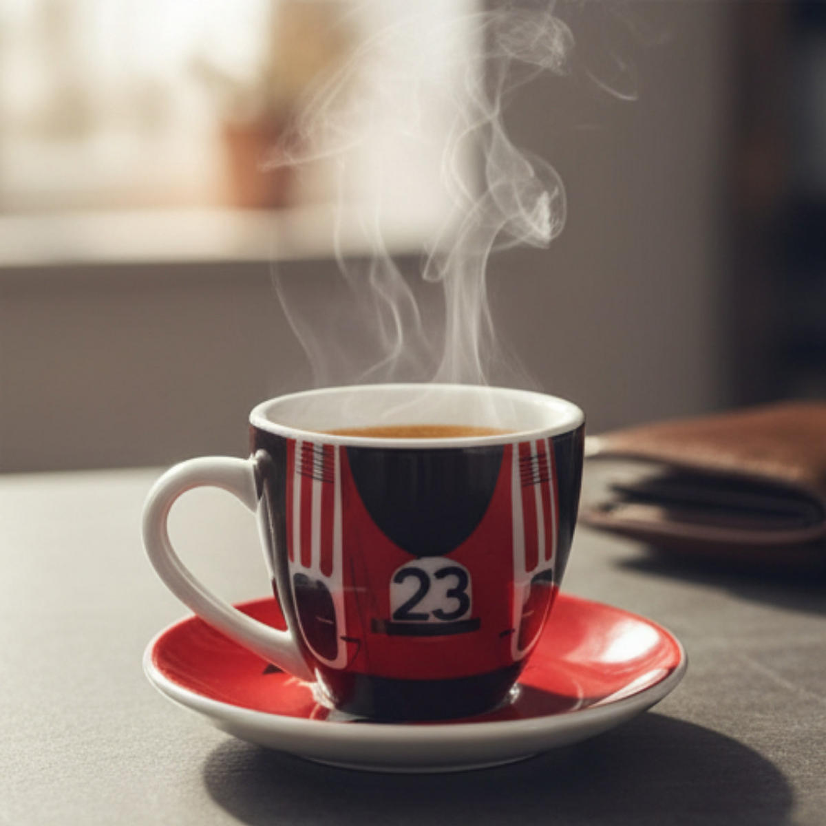 ESPRESSOTASSE 917 KH Coupé Rot Schwarz, Limited Edition, Porzellan, Sammlertasse, Espressobecher, Heißgetränke, Design Tasse, Motorsport Design - Rot/Schwarz, Keramik (0.08L) - Porsche