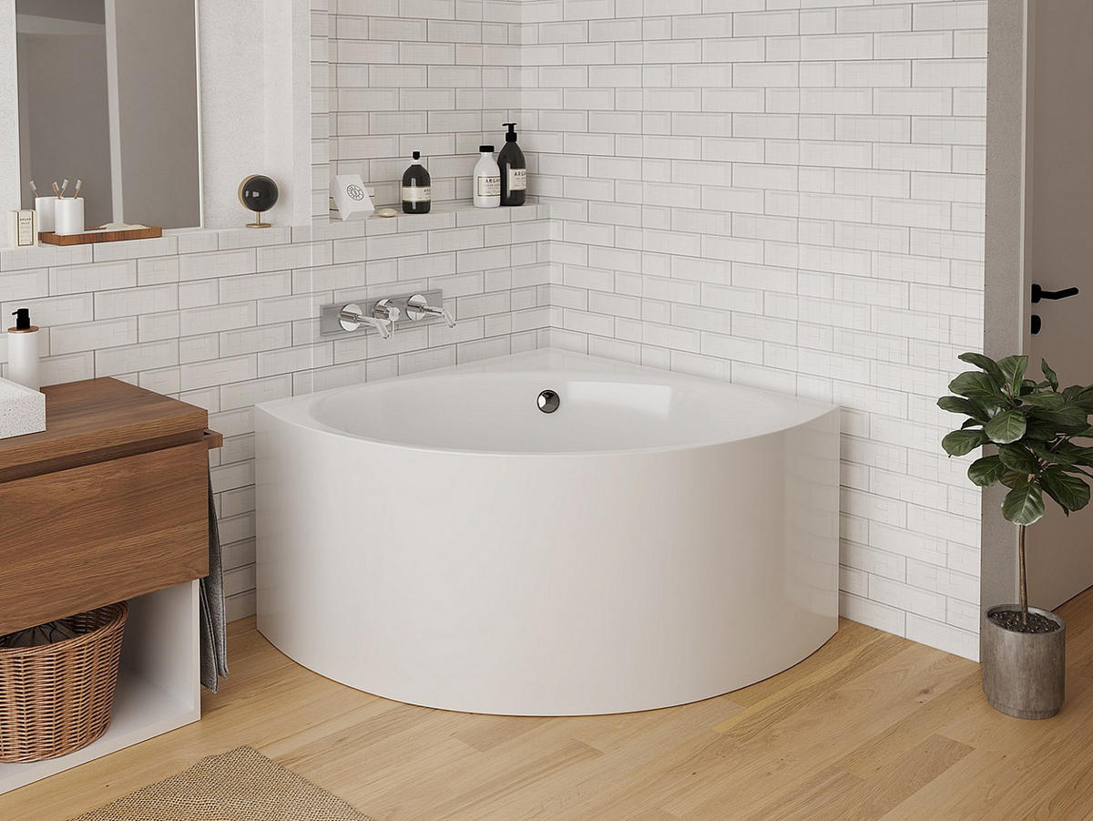 BADEWANNE (Standard) - 1 -Sitzer - Acryl - weiß - COBITIS - Weiß, Kunststoff (120/63/120cm) - Vente-Unique