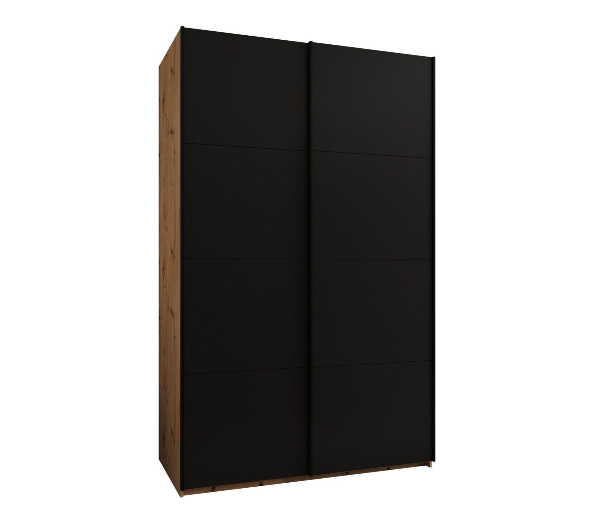 Abiks Möbel Schwebetürenschrank Eiche Artisan, Schwarz, Schwarz 160x245x64 cm