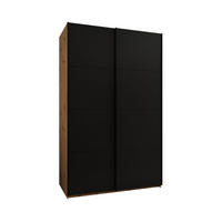 SCHWEBETÜRENSCHRANK 245,5/160/64 2-türig - Schwarz/Eiche Artisan, Holz/Metall (160/245/64cm) - Abiks Möbel