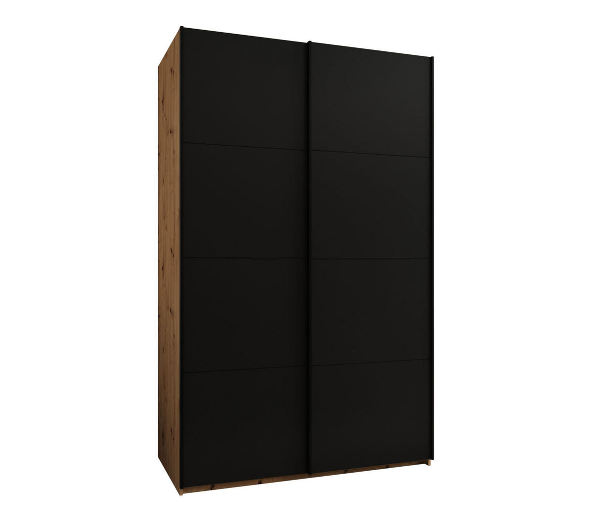 SCHWEBETÜRENSCHRANK 245,5/160/64 2-türig - Schwarz/Eiche Artisan, Holz/Metall (160/245/64cm) - Abiks Möbel