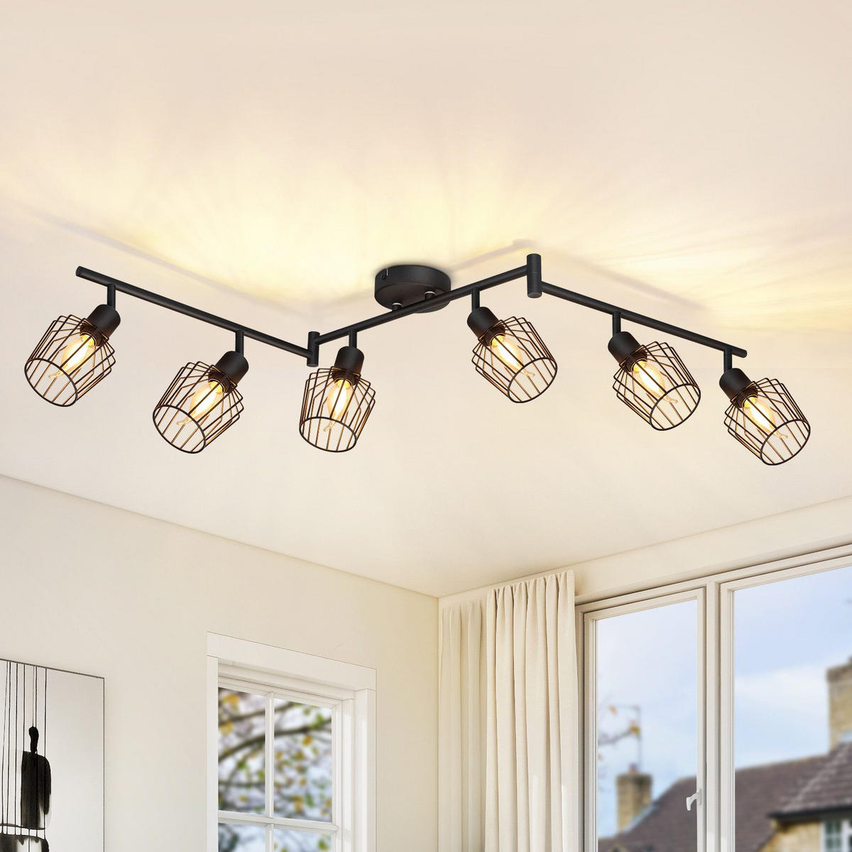 STRAHLER Franziska 6-flammig 122/20/10 cm - Schwarz, Metall (122/20/10cm) - Nettlife