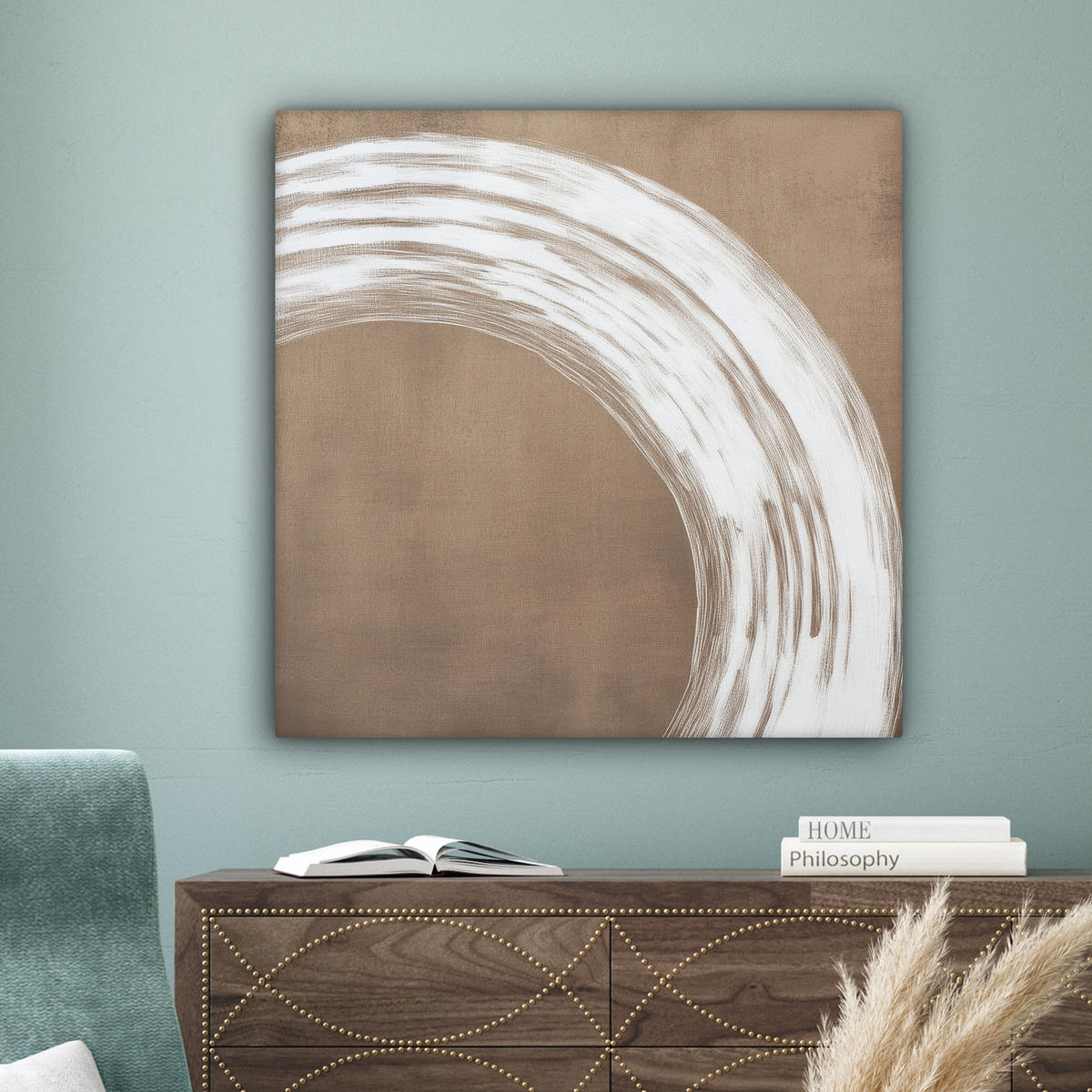 LEINWANDBILD Farbe - Braun - Japandi 90x90 cm - Kupferfarben, Textil (90/90cm) - MuchoWow