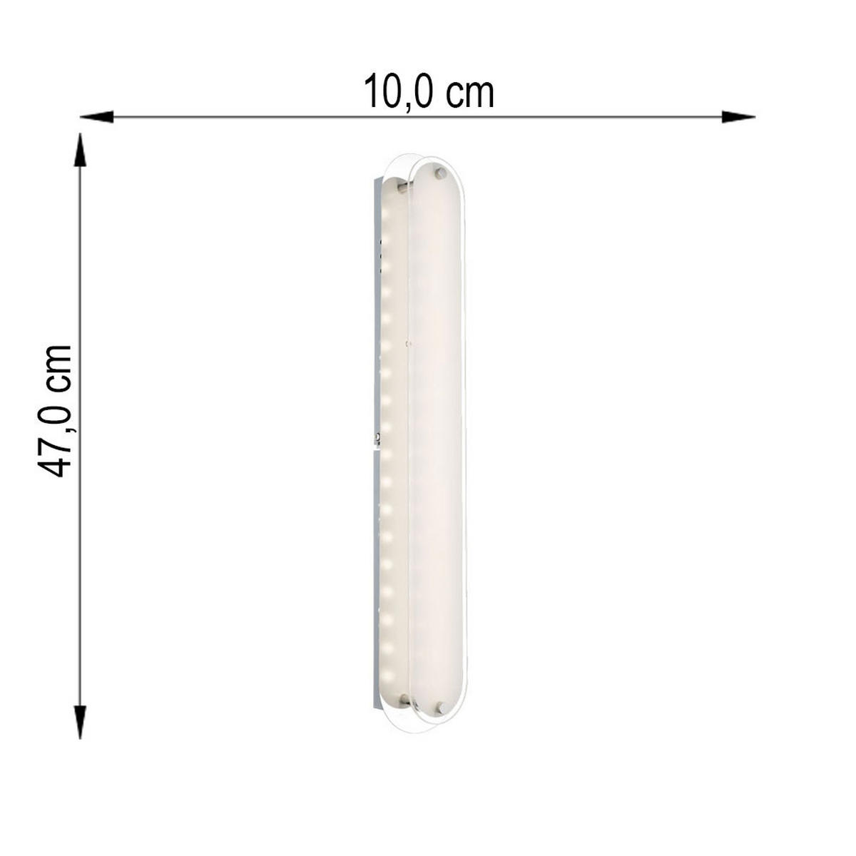 LED WANDLEUCHTE Metall Chrom Silber - Silberfarben, Glas (8/6/47cm) - Globo Lighting